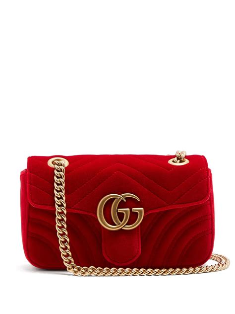 gucci red velvet bag price|gucci quilted shoulder bag.